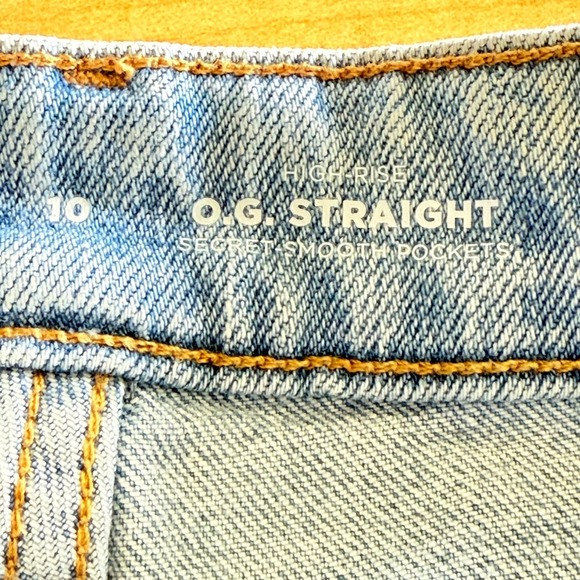 Old Navy Women Distressed Stretch Straight High Rise Buttons Blue Shorts 10 NWT - Picture 11 of 13